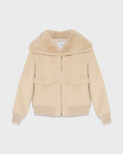 Blouson en lainage cachemire avec col en fourrure de vison