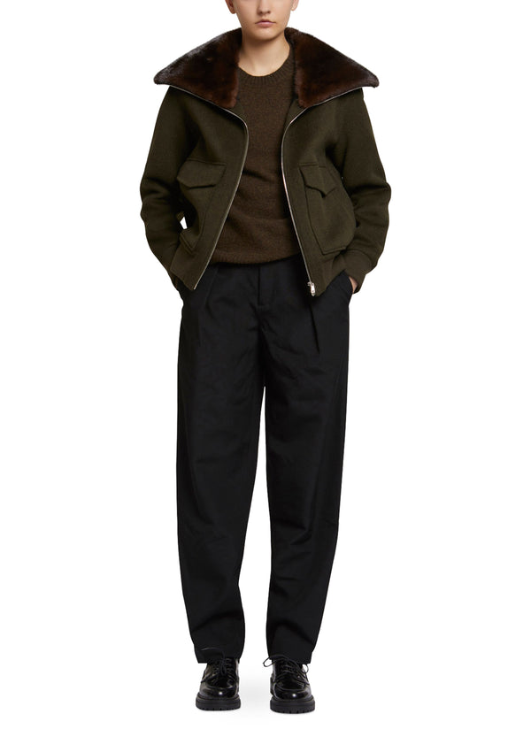 Blouson en lainage cachemire avec col en vison