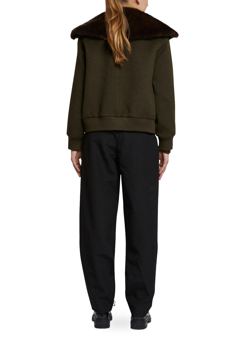 Blouson en lainage cachemire avec col en vison