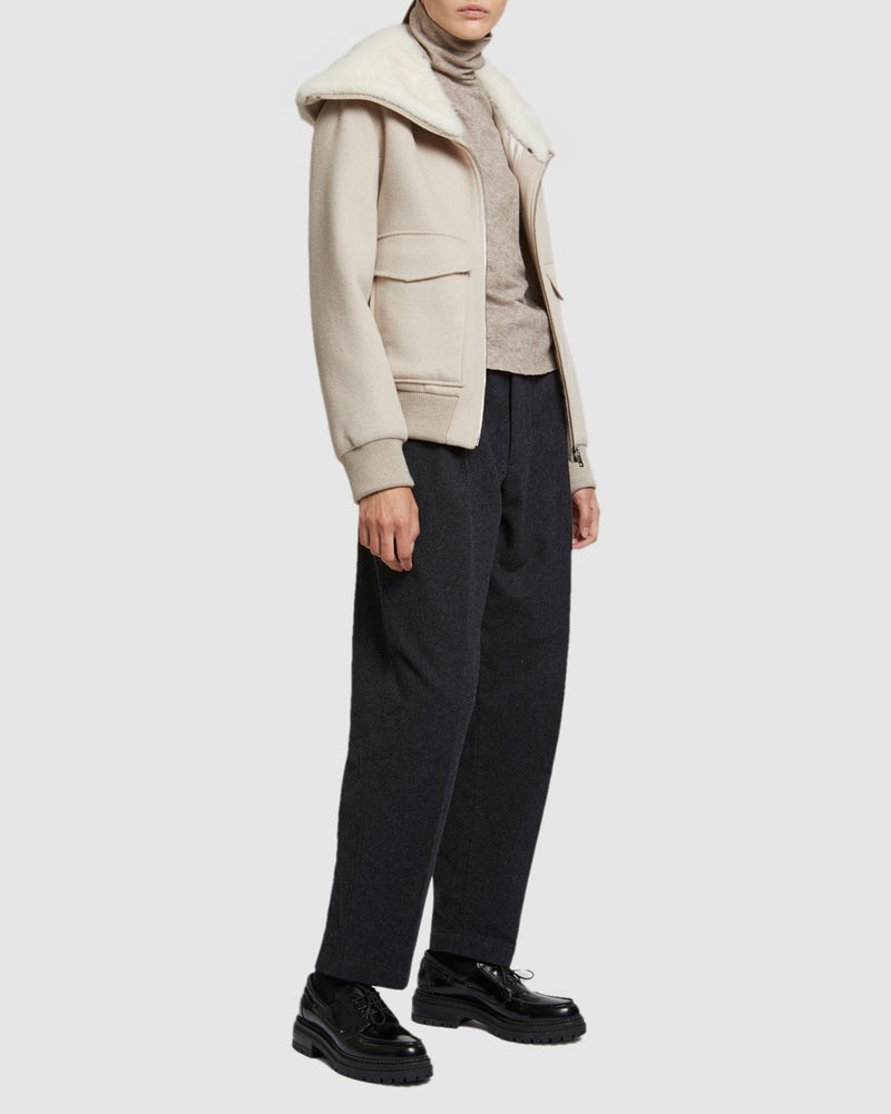 Blouson en lainage cachemire avec col en fourrure de vison