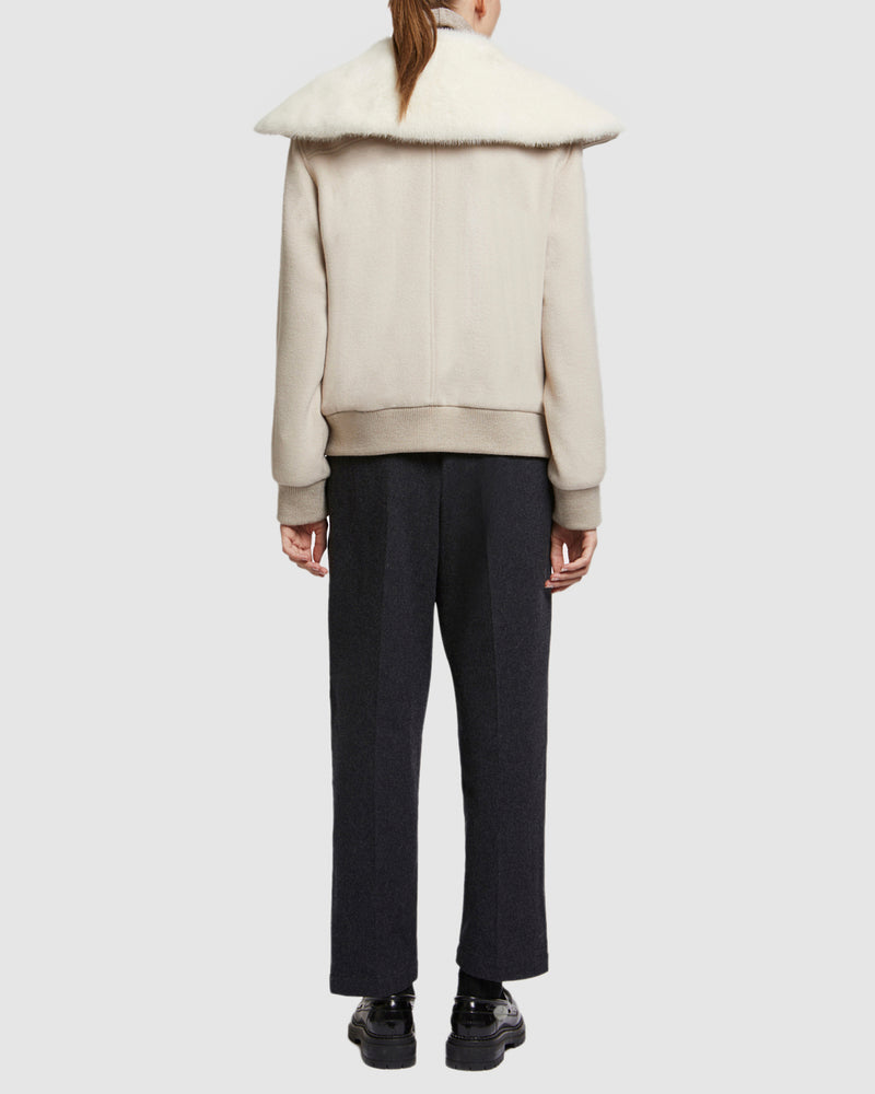 Blouson en lainage cachemire avec col en fourrure de vison
