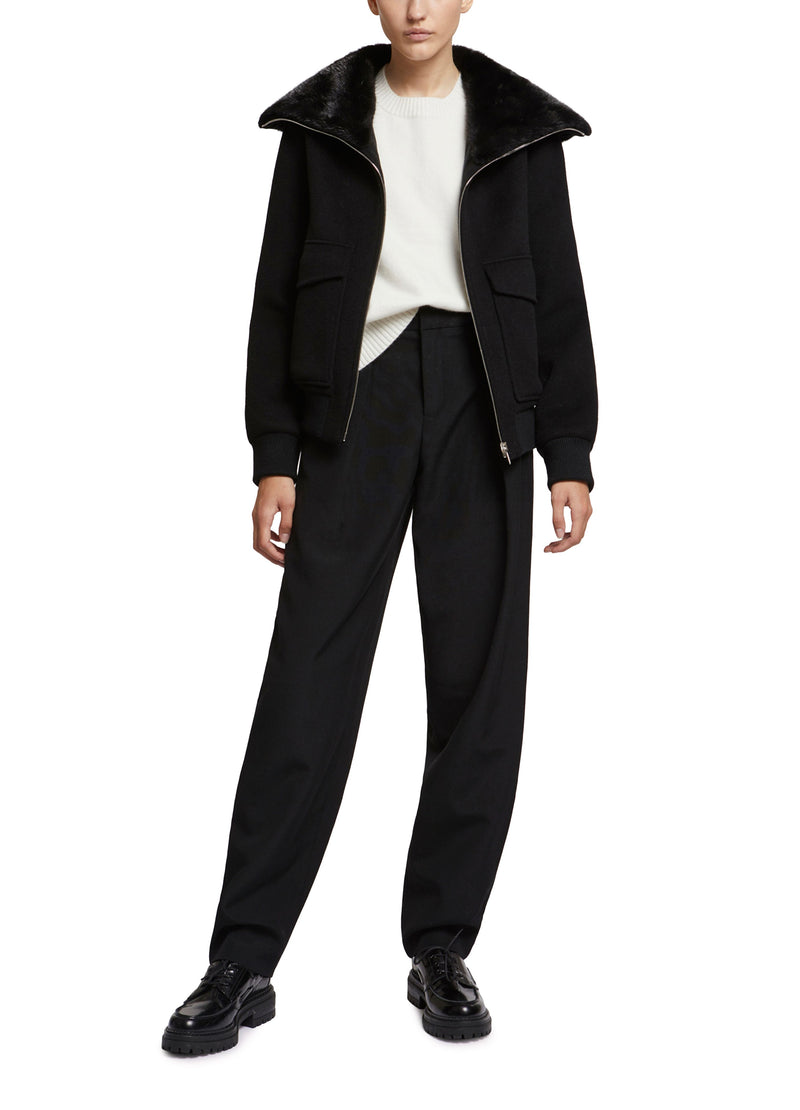 Blouson en lainage cachemire avec col en vison