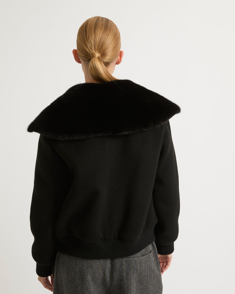 Blouson en lainage cachemire avec col en fourrure de vison