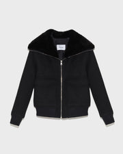 Blouson en lainage cachemire avec col en fourrure de vison