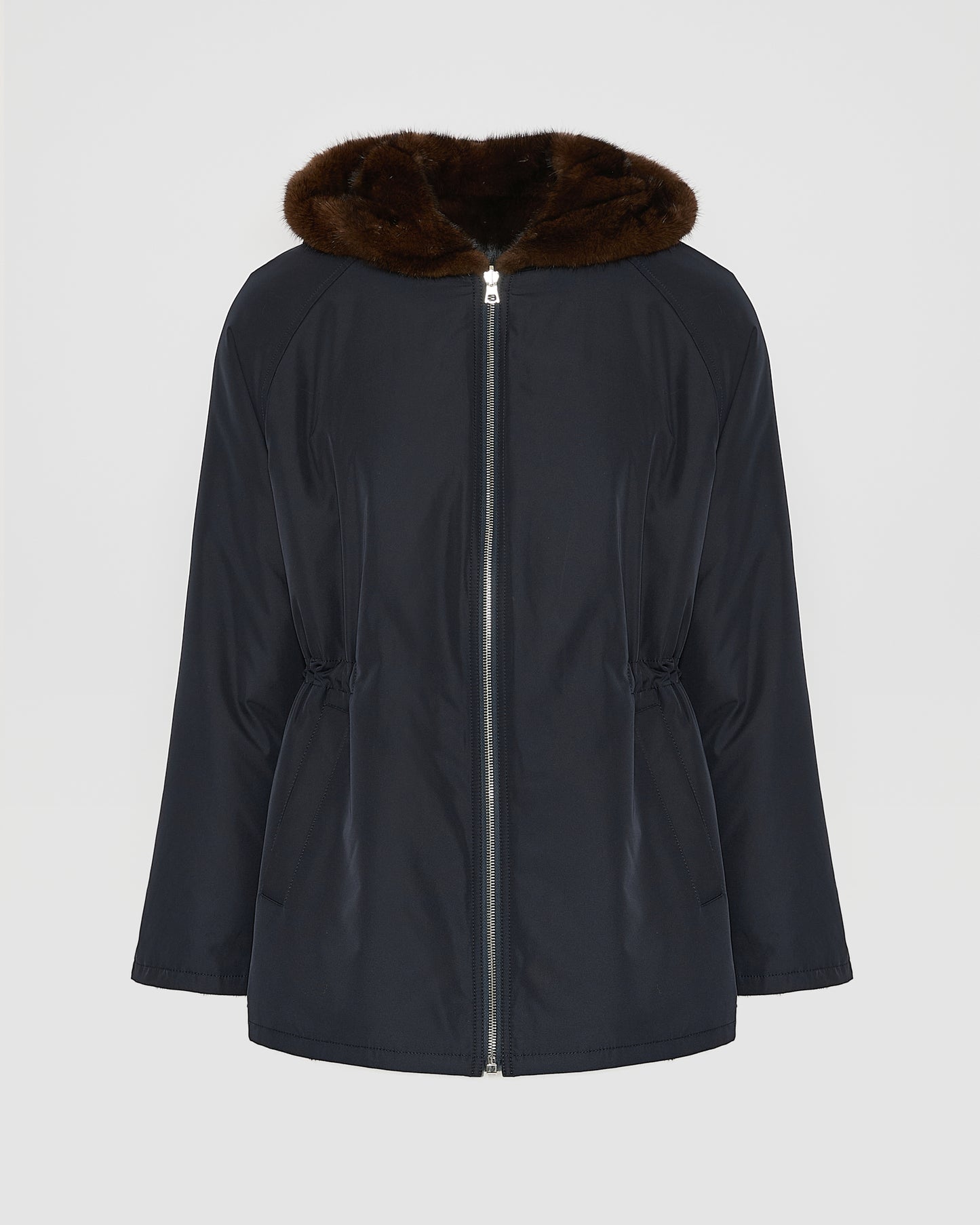 Parka courte en tissu technique réversible déperlant avec fourrure de vison -Yves Salomon