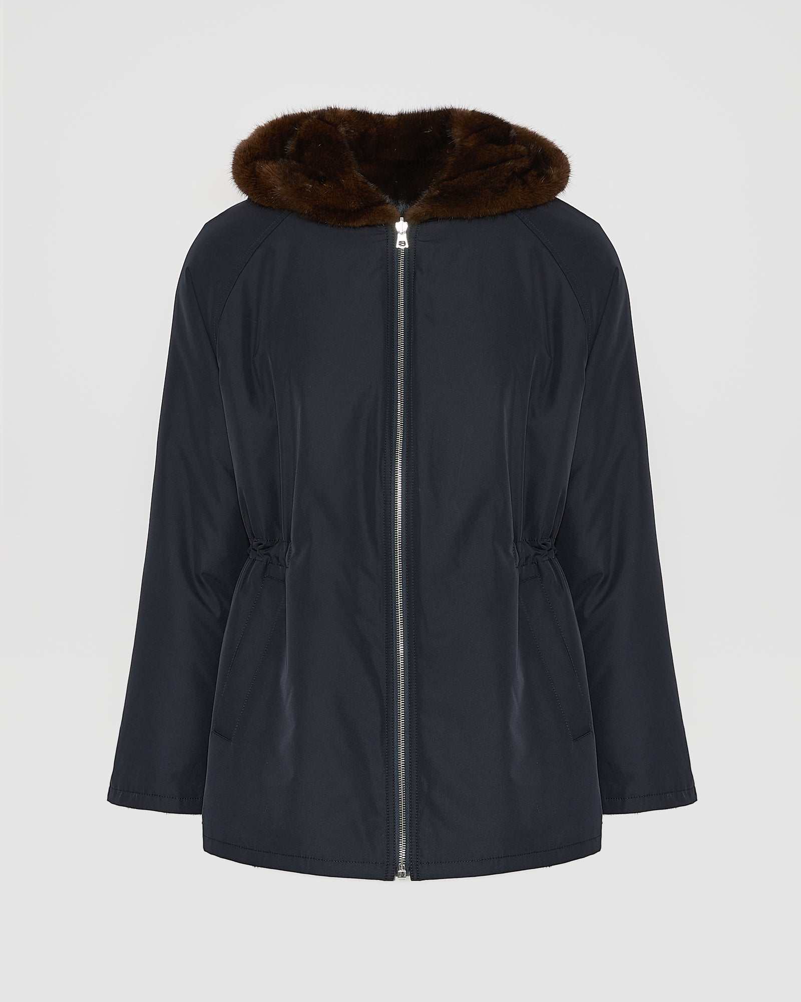 Parka courte en tissu technique réversible déperlant avec fourrure de vison -Yves Salomon
