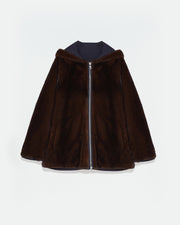 Parka à capuche en tissu technique réversible et fourrure de vison
