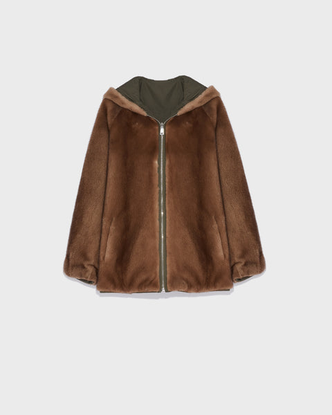パーカー・フーディ YVES SALOMON FW23 CAPPOTTO (22WHM00990A01X B2355) Hooded cotton parka with fox fur - Camel - Yves Salomon