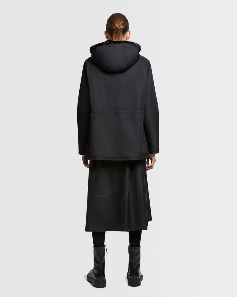 Parka à capuche en tissu technique réversible et fourrure de vison