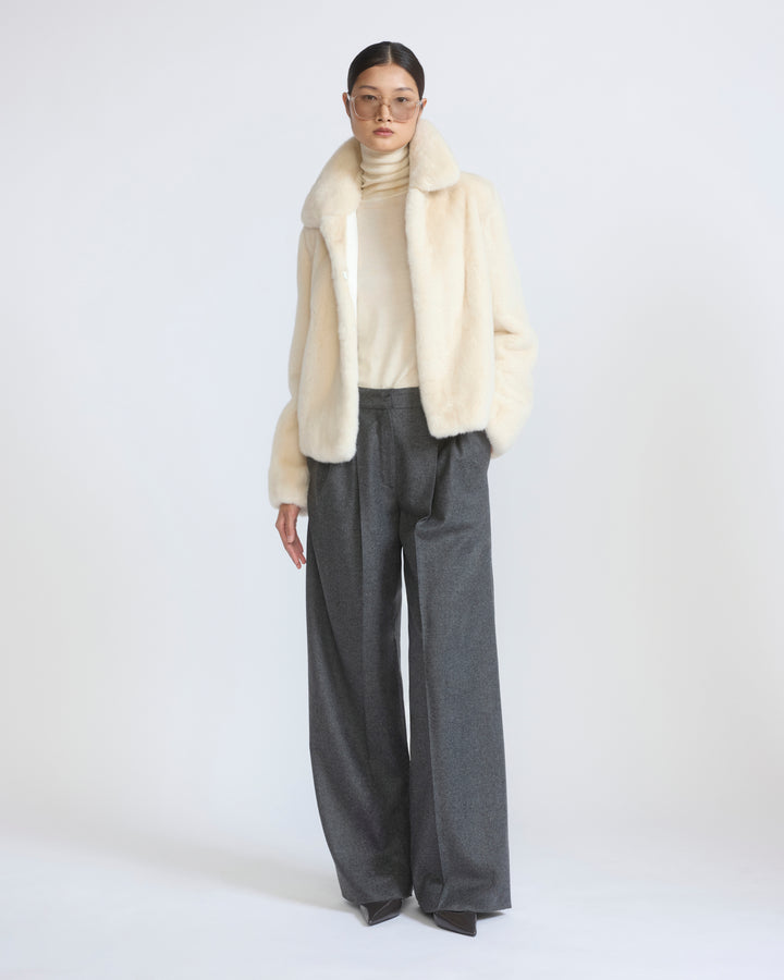 Veste courte en fourrure de vison à poils longs