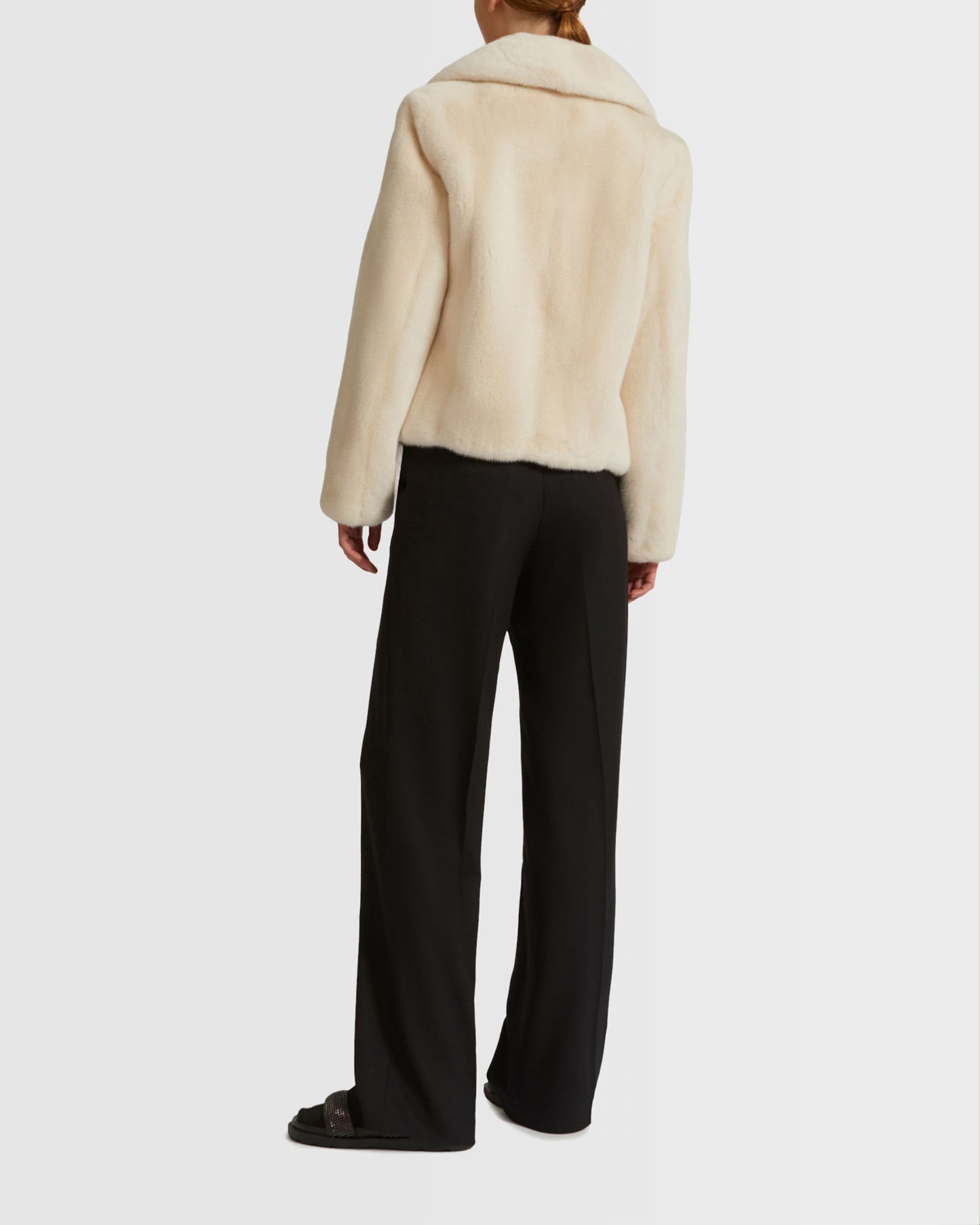 Veste courte en fourrure de vison à poils longs
