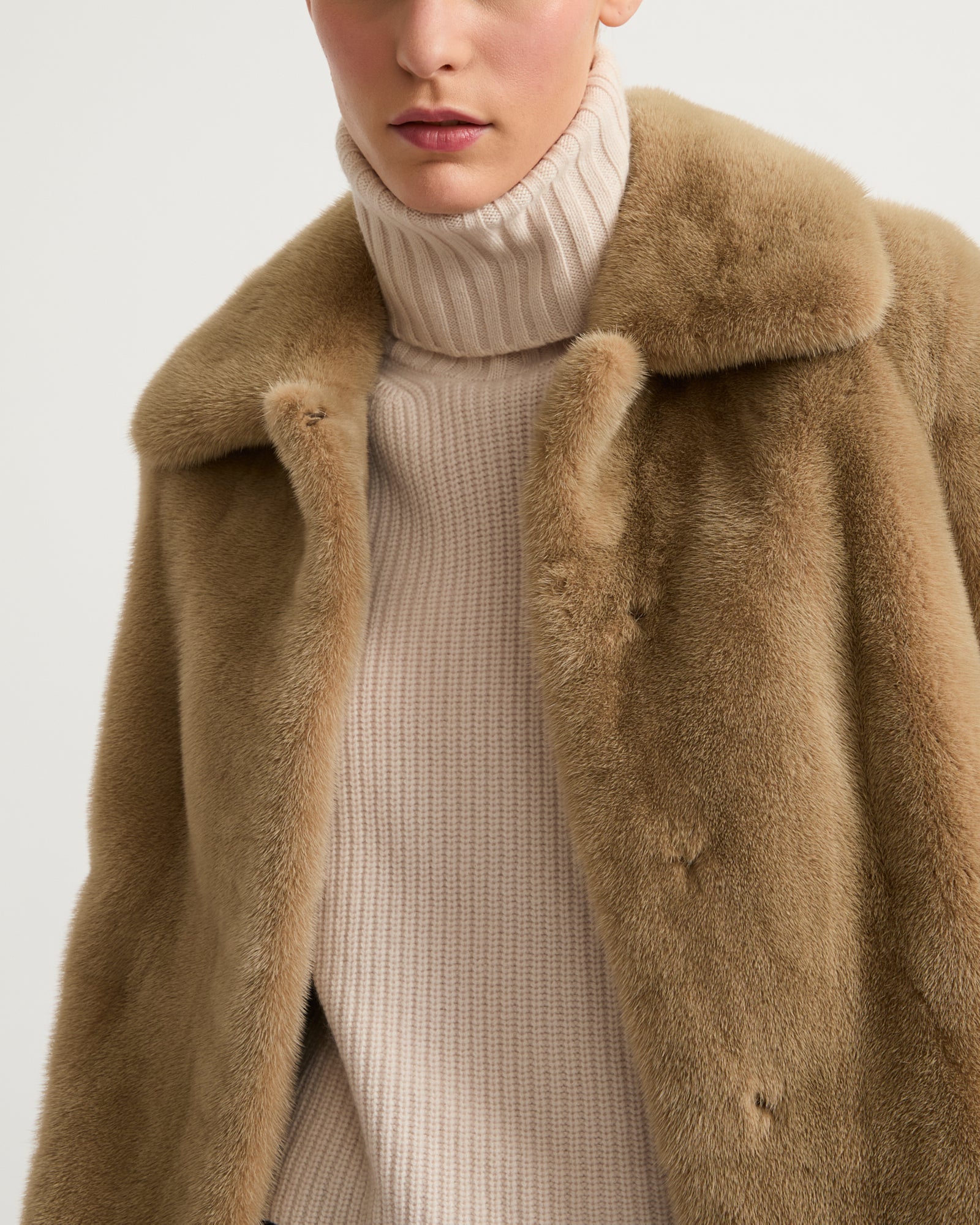 Short jacket in long-haired mink fur - Brown - Yves Salomon