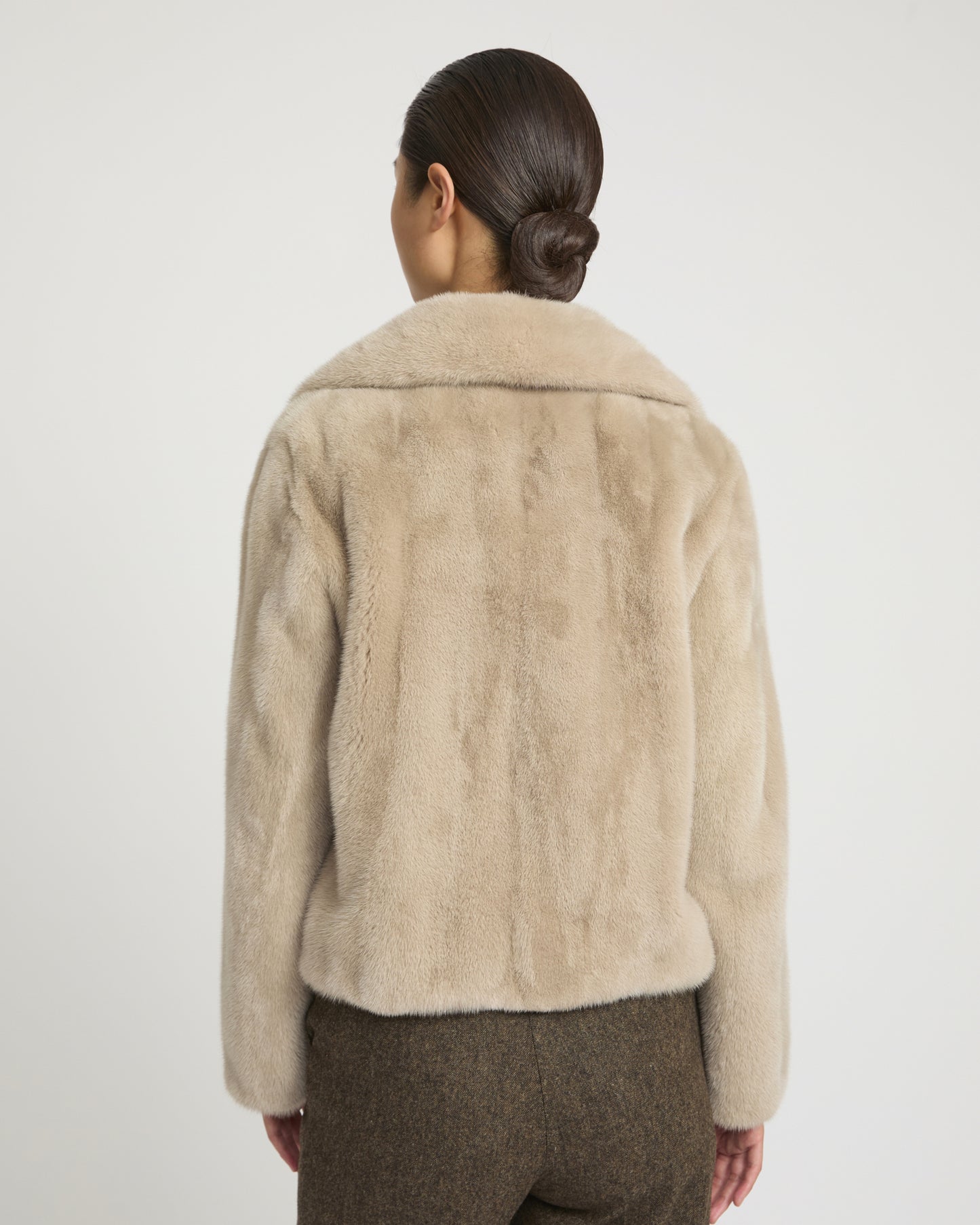 Veste courte en fourrure de vison à poils longs