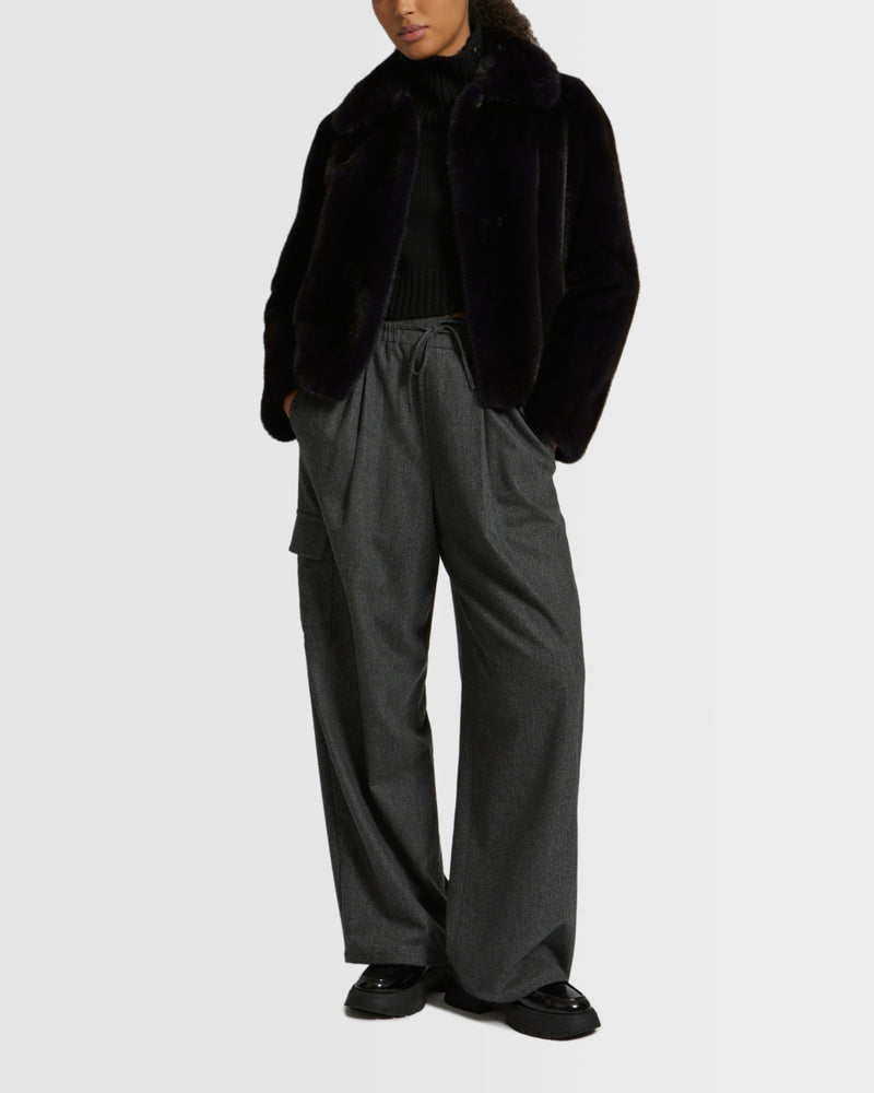 Veste courte en vison à poils longs
