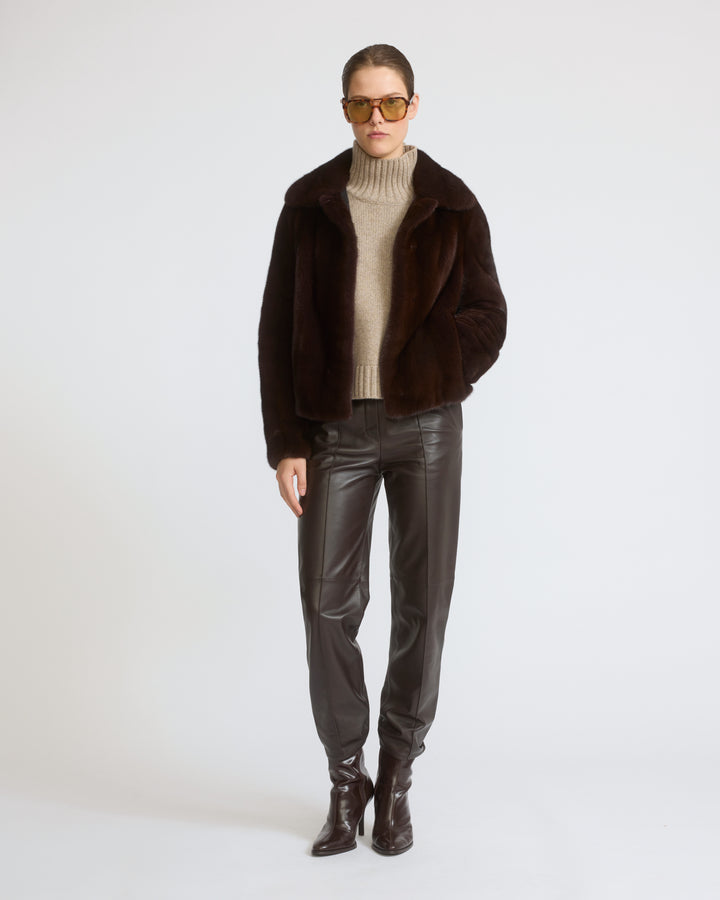 Veste courte en fourrure de vison à poils longs - Yves Salomon - Nouvelle collection Automne Hiver