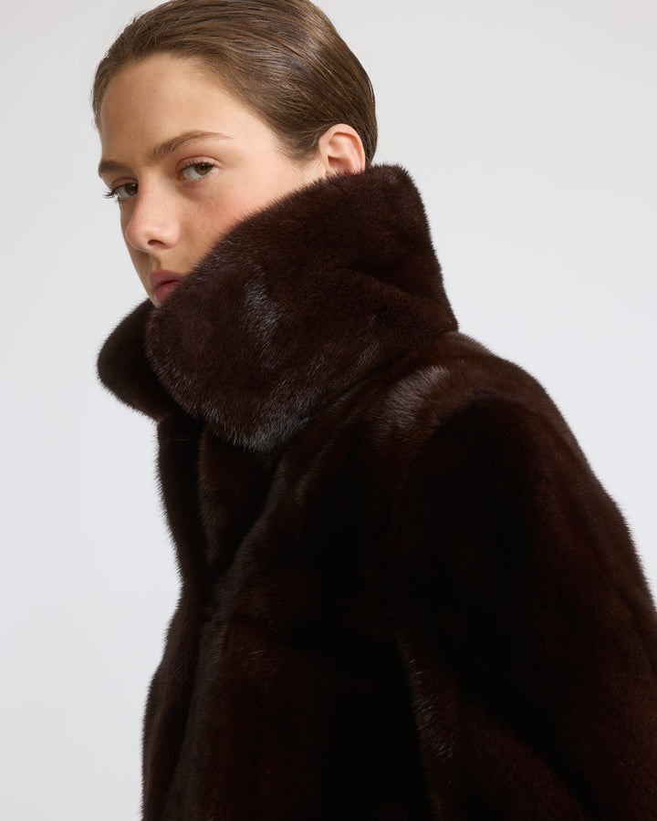 Veste courte en fourrure de vison à poils longs - Yves Salomon - Nouvelle collection Automne Hiver