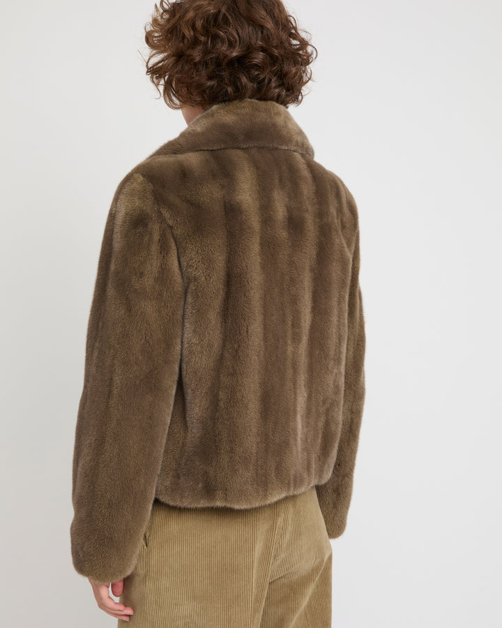 Veste courte en fourrure de vison à poils longs - Yves Salomon