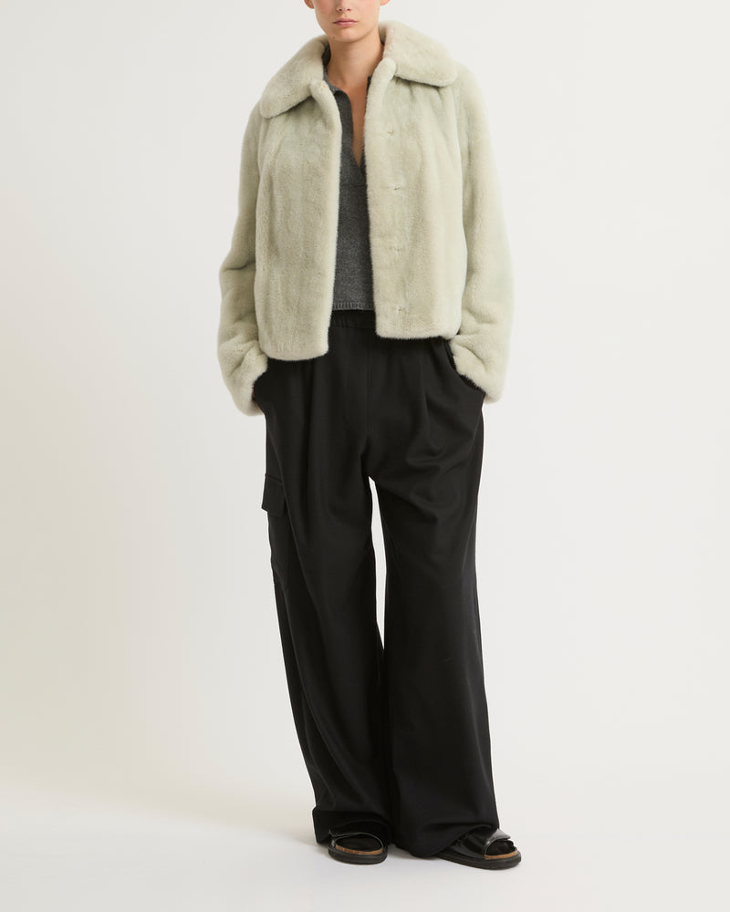 Veste courte en fourrure de vison à poils longs