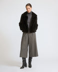 Veste courte en fourrure de vison à poils longs