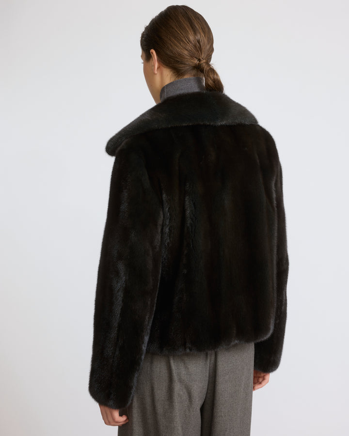 Veste courte en fourrure de vison à poils longs - Yves Salomon - Nouvelle collection Automne Hiver
