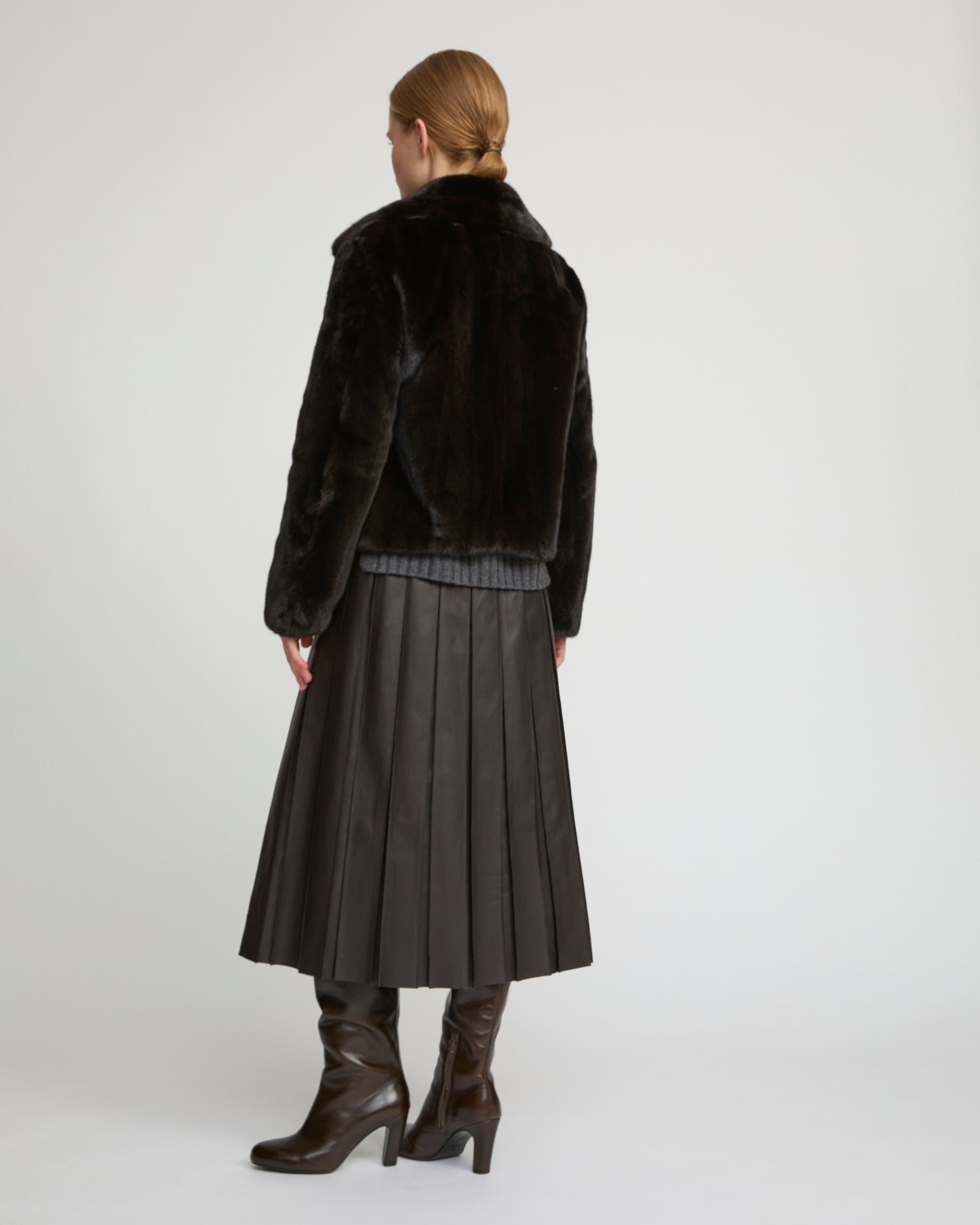 Veste courte en fourrure de vison à poils longs
