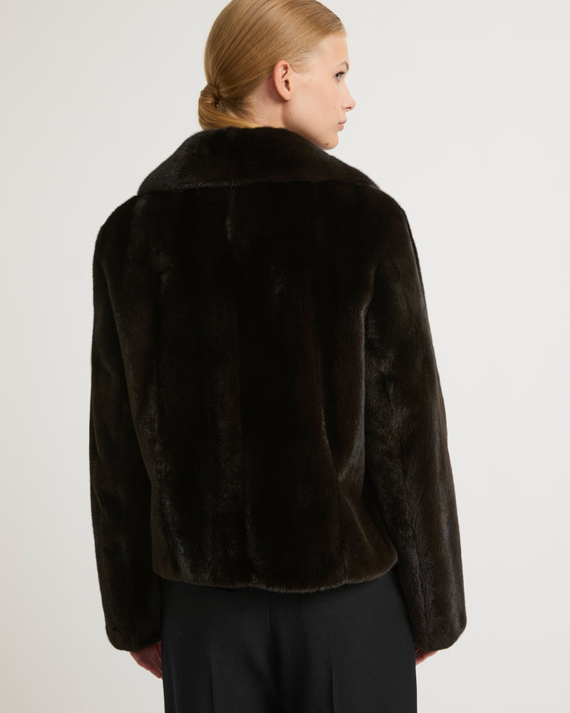 Veste courte en fourrure de vison à poils longs