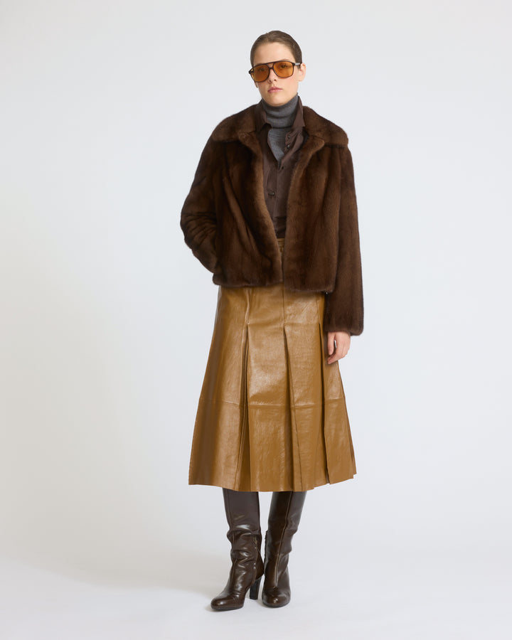 Veste courte en fourrure de vison à poils longs - Yves Salomon - Nouvelle collection Automne Hiver