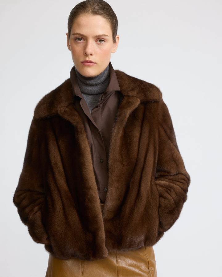 Veste courte en fourrure de vison à poils longs - Yves Salomon - Nouvelle collection Automne Hiver