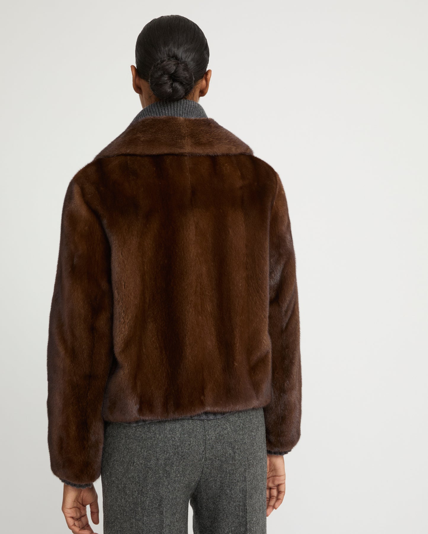 Veste courte en fourrure de vison à poils longs