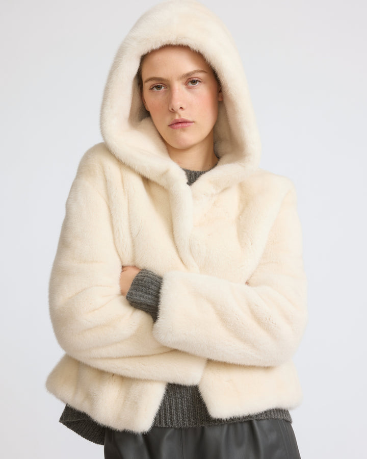 Veste à capuche en fourrure de vison à poils longs - Yves Salomon - Nouvelle collection Automne Hiver