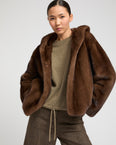 Hooded jacket in long-haired mink fur