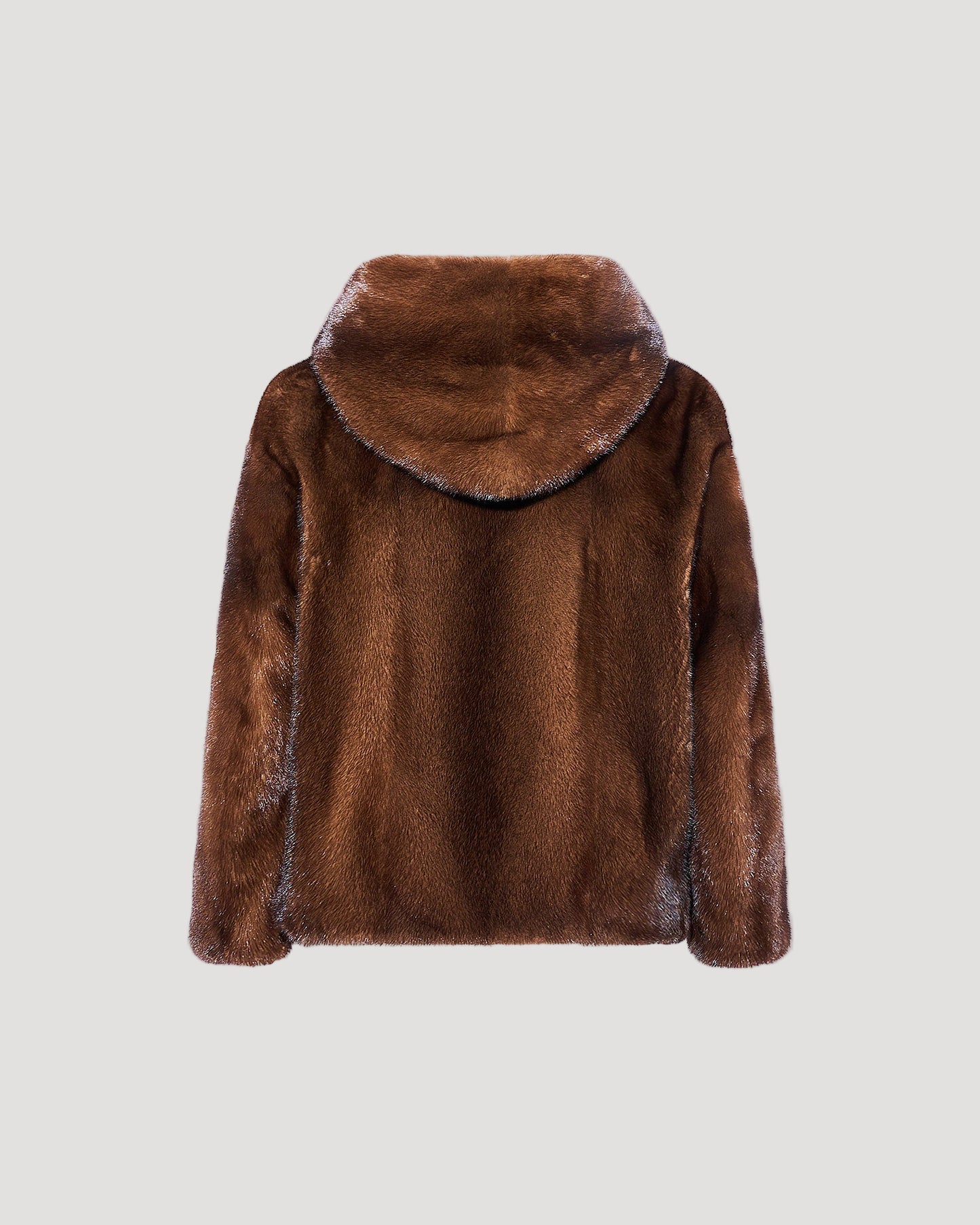 Hooded jacket in long-haired mink fur