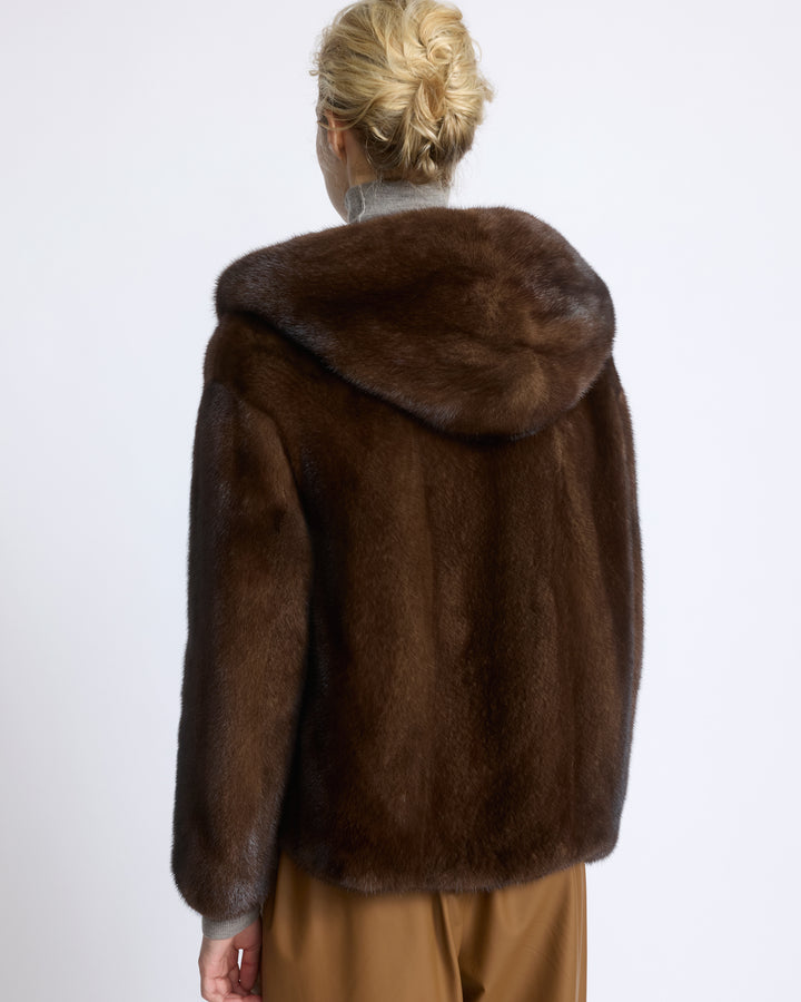 Veste à capuche en fourrure de vison à poils longs - Yves Salomon - Nouvelle collection Automne Hiver