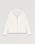 Blouson à capuche en maille et laine d'agneau frisé