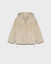 Veste à capuche en peau lainée