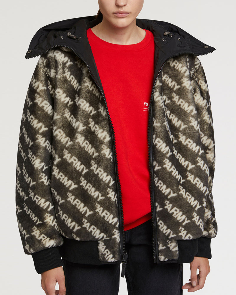 Bomber en tissu technique réversible en peau lainée d'agneau-Yves Salomon - Soldes d'hiver - Winter Sale