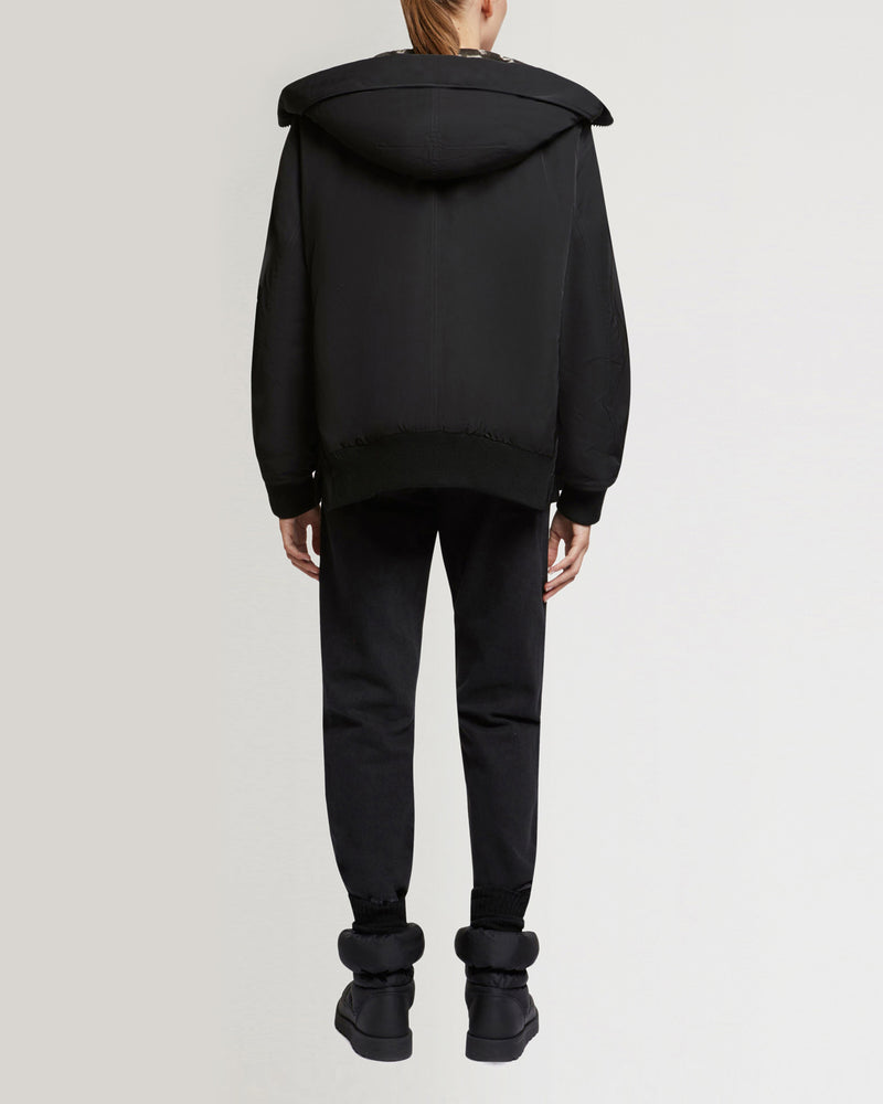 Bomber en tissu technique réversible en peau lainée d'agneau-Yves Salomon - Soldes d'hiver - Winter Sale