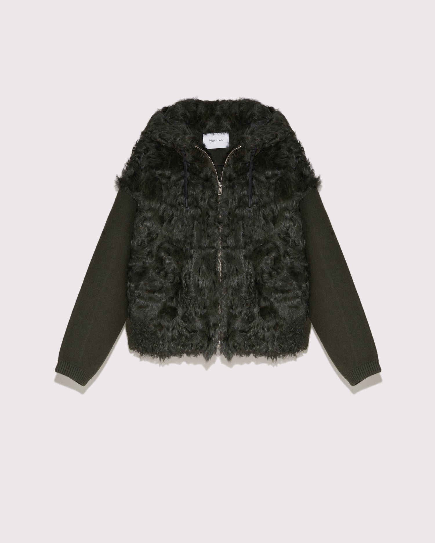 blouson-a-capuche-en-agneau-frise-et-maille-marron-23wyv50961maxwa8077 -Yves Salomon