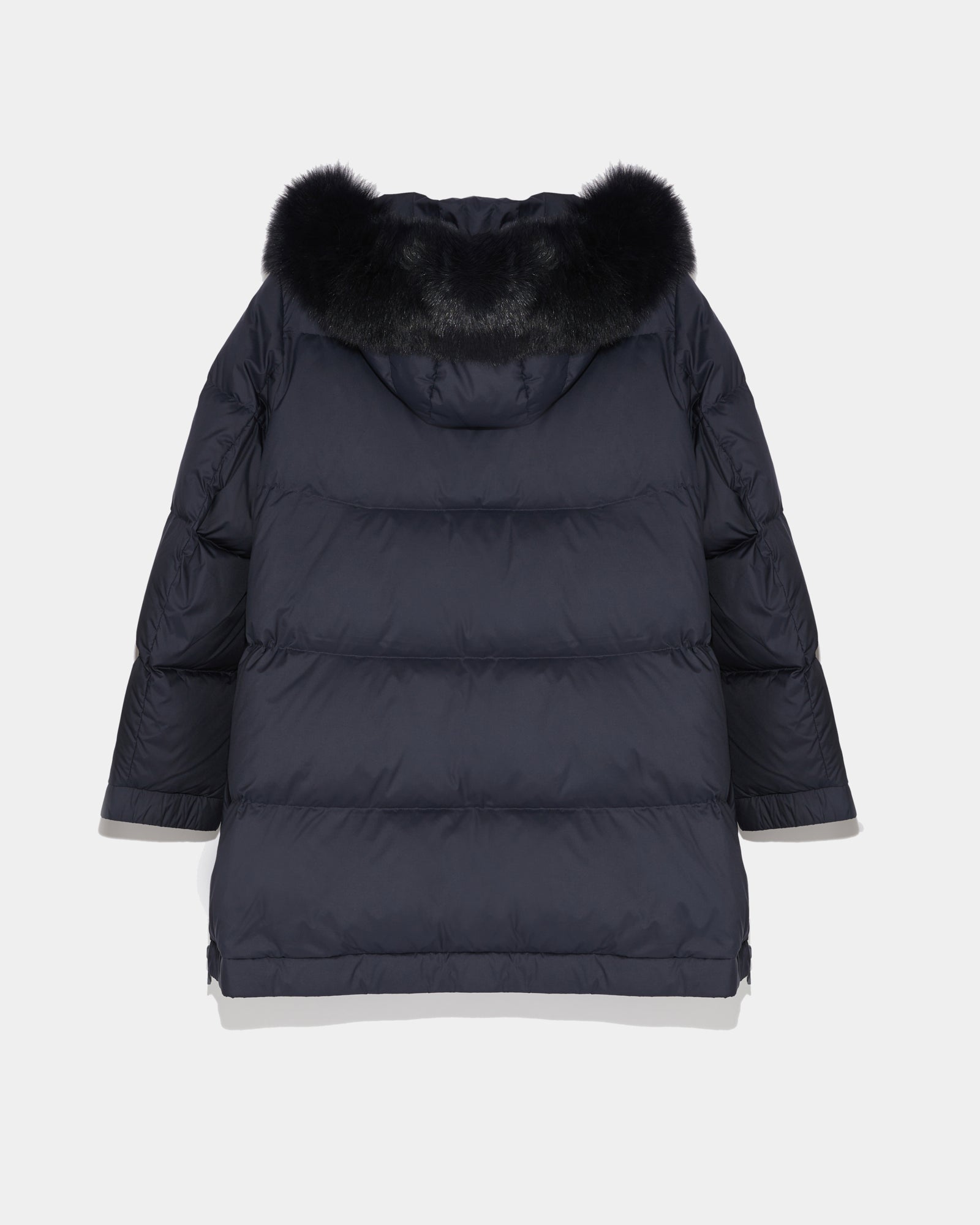YVES SALOMON ダウンジャケット ファー付き A” line hooded down jacket with fox fur - grey - Yves Salomon