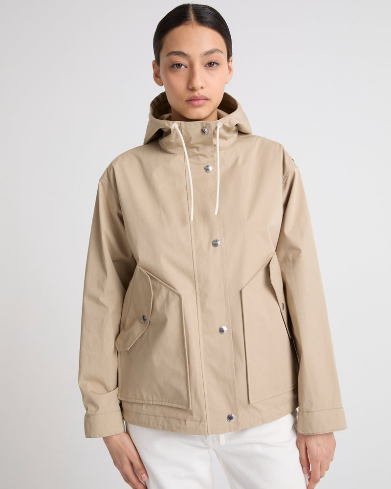 Parka courte en tissu technique mix coton