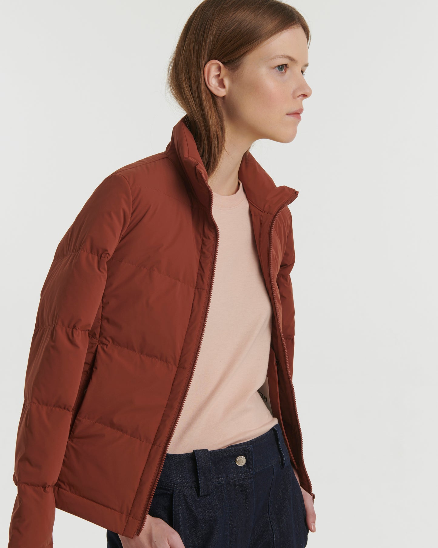 Fitted down jacket - burgundy