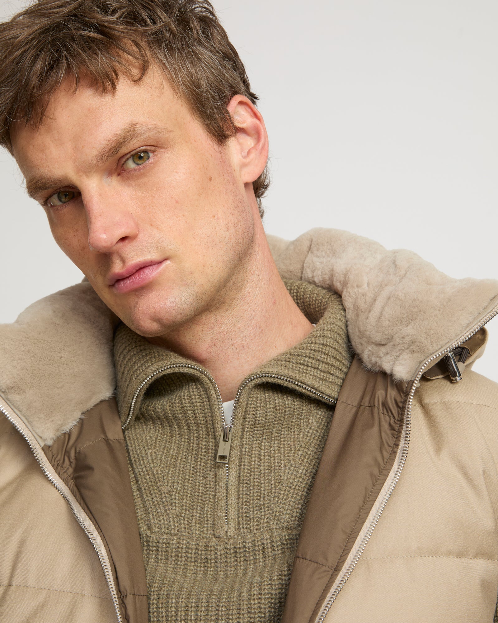 Down Gilet made with Loro Piana fabric with mink fur trim – Yves