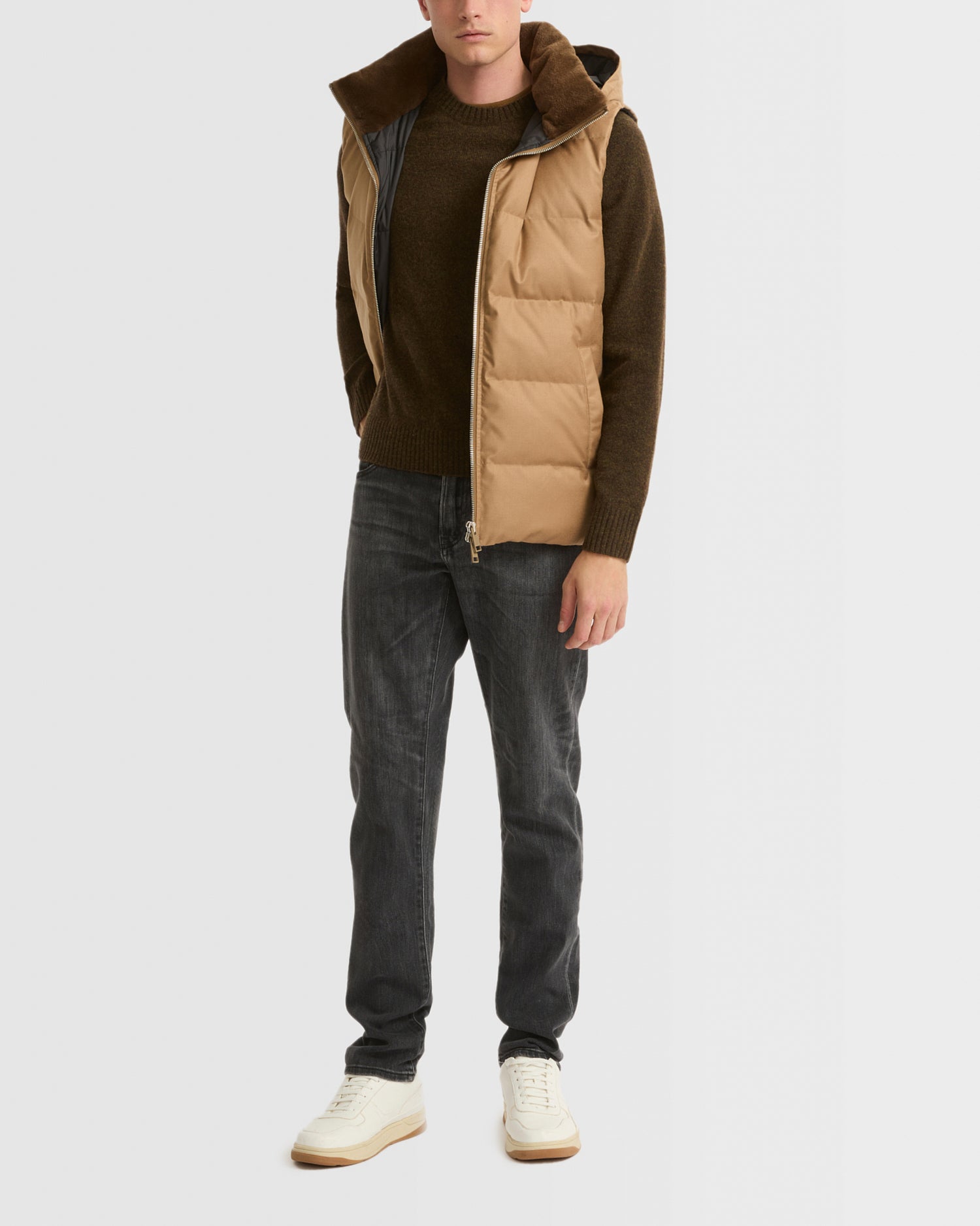 gilet-doudoune-tissu-loro-piana-garniture-vison-macadamia-mid-brown-24ehg00768lsveb3135 -Yves Salomon