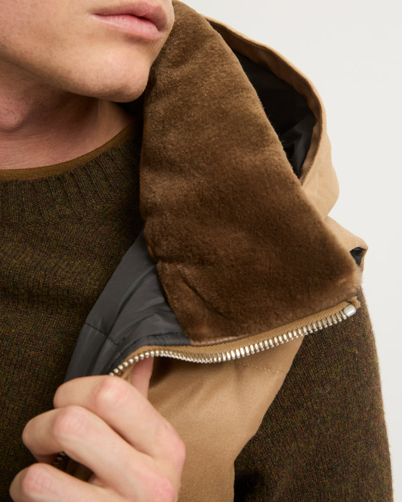 Gilet doudoune en tissu imperméable Loro Piana avec col en fourrure de vison