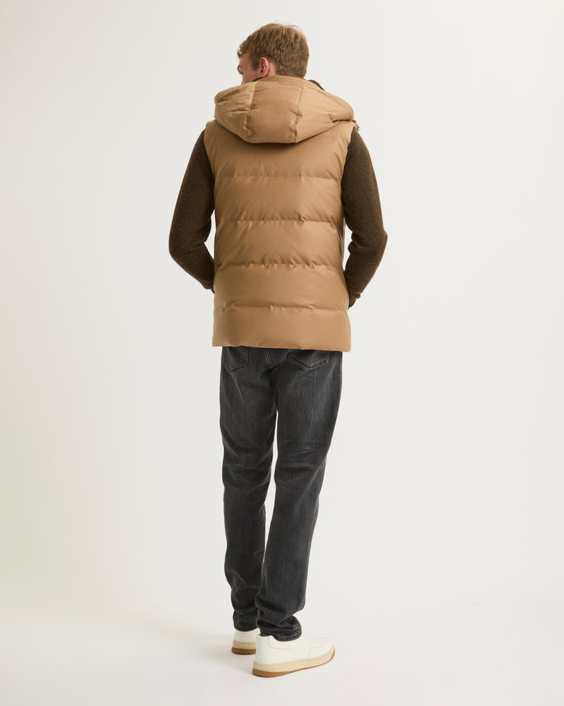 Gilet doudoune en tissu imperméable Loro Piana avec col en fourrure de vison