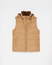 Gilet doudoune en tissu imperméable Loro Piana avec col en fourrure de vison
