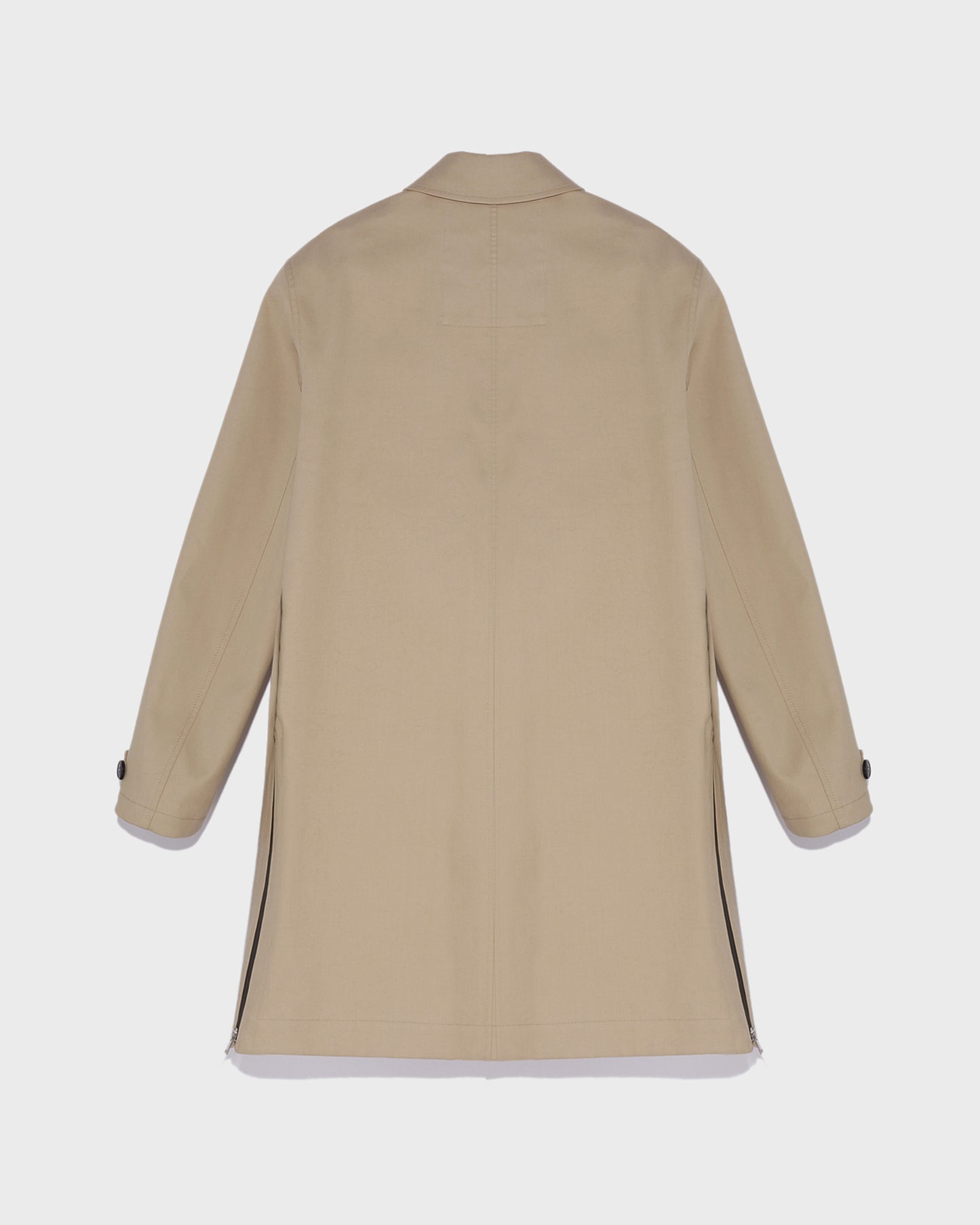 Manteau 3/4 en coton double face et détails cuir déperlant