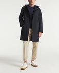 Parka en coton double face et détails cuir
