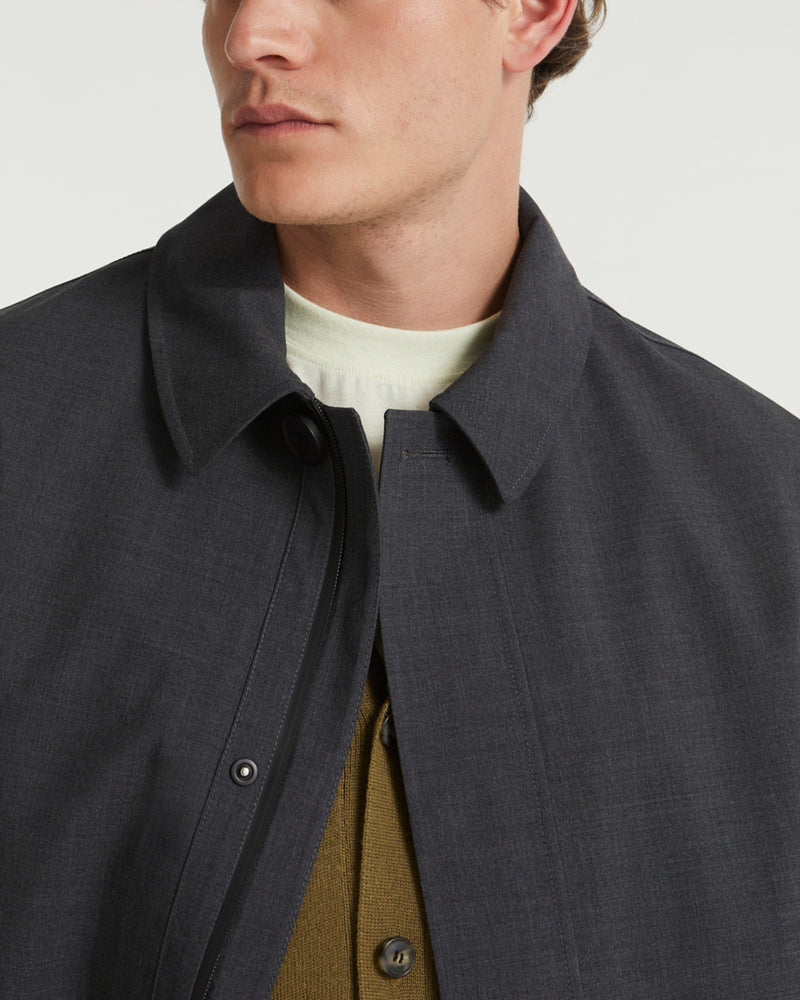 Technical cold wool Mac coat - grey