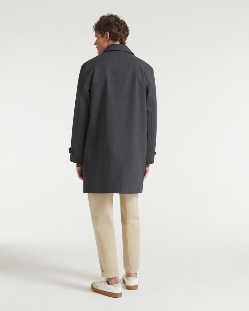 Technical cold wool Mac coat - grey